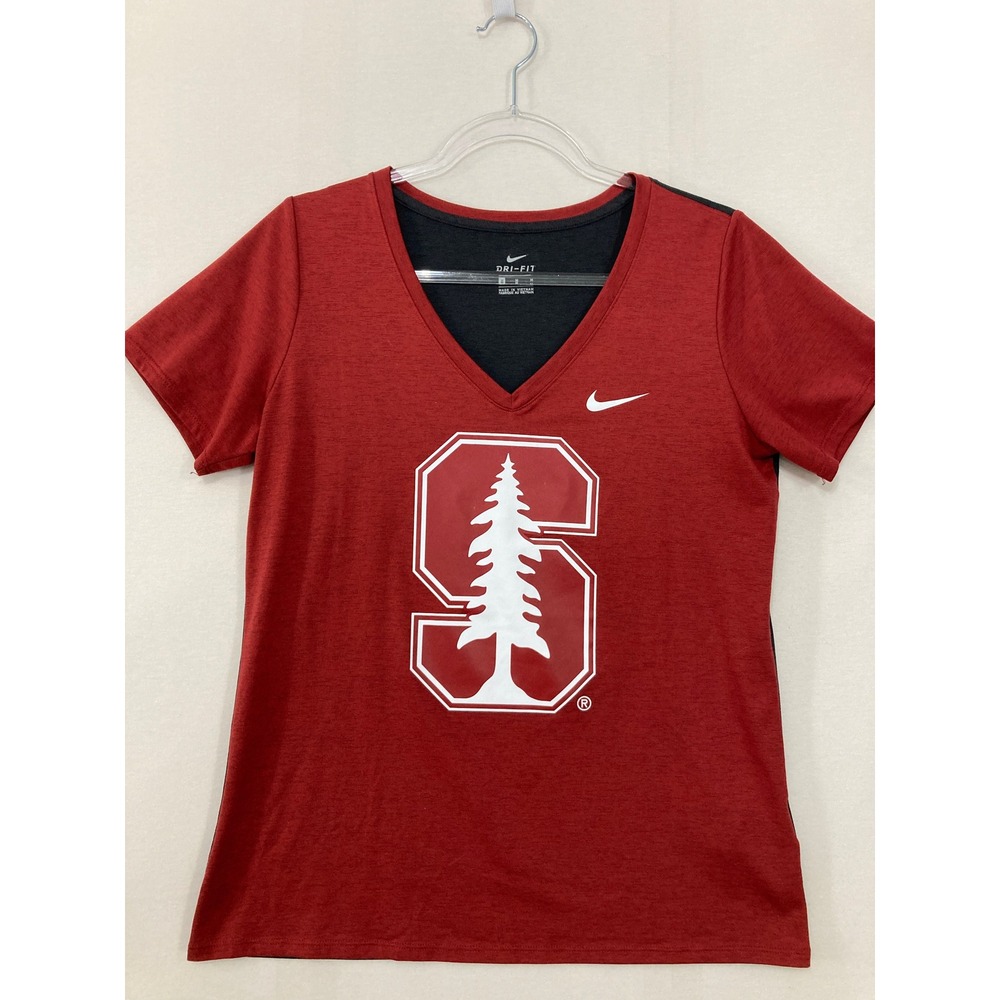 Nike Dri-Fit Stanford University Cardinal Shirt Womens Medium V-Neck Red NCAA